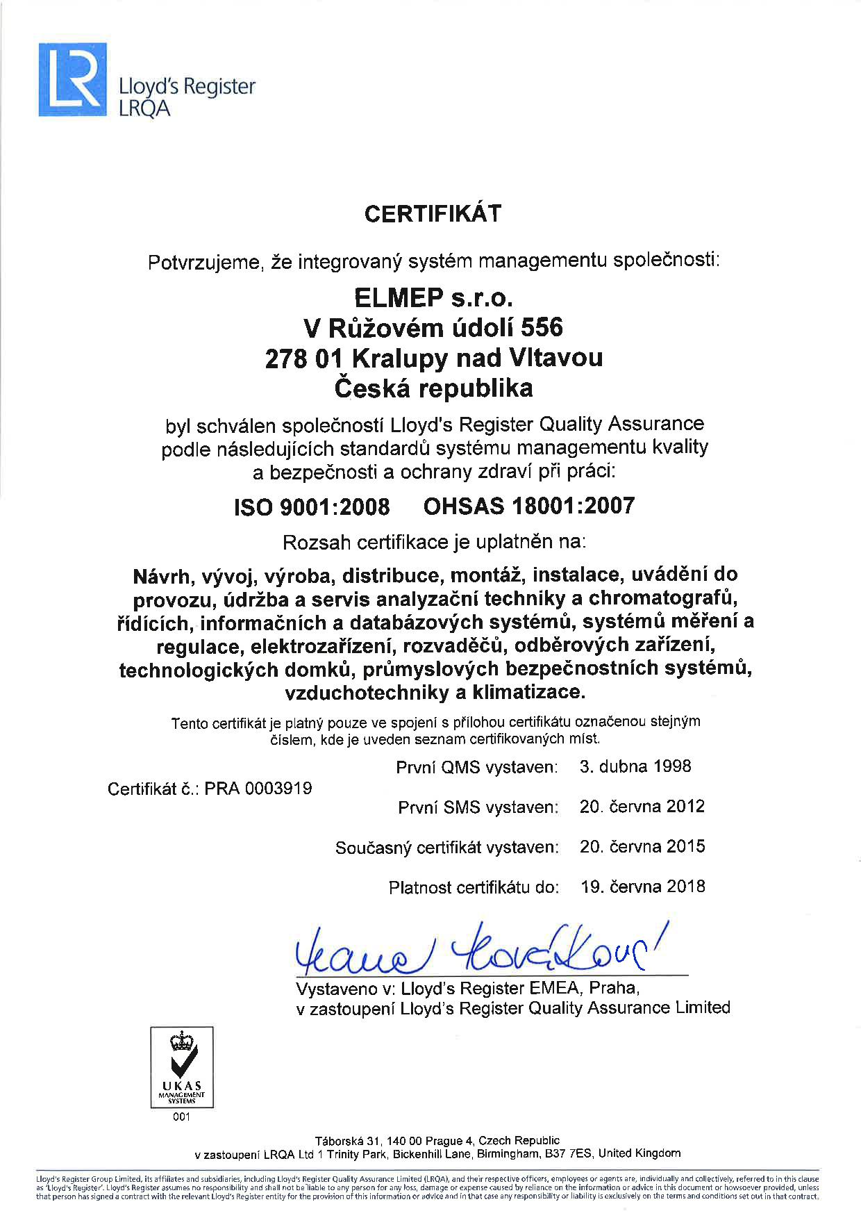 ISO 9001 OHSAS 18001
